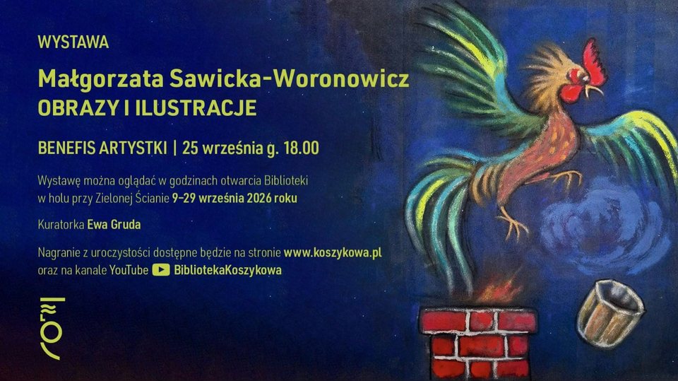 Plakat benefisu Małgorzaty Sawickiej-Woronowicz w Bibliotece Publicznej na Koszykowej